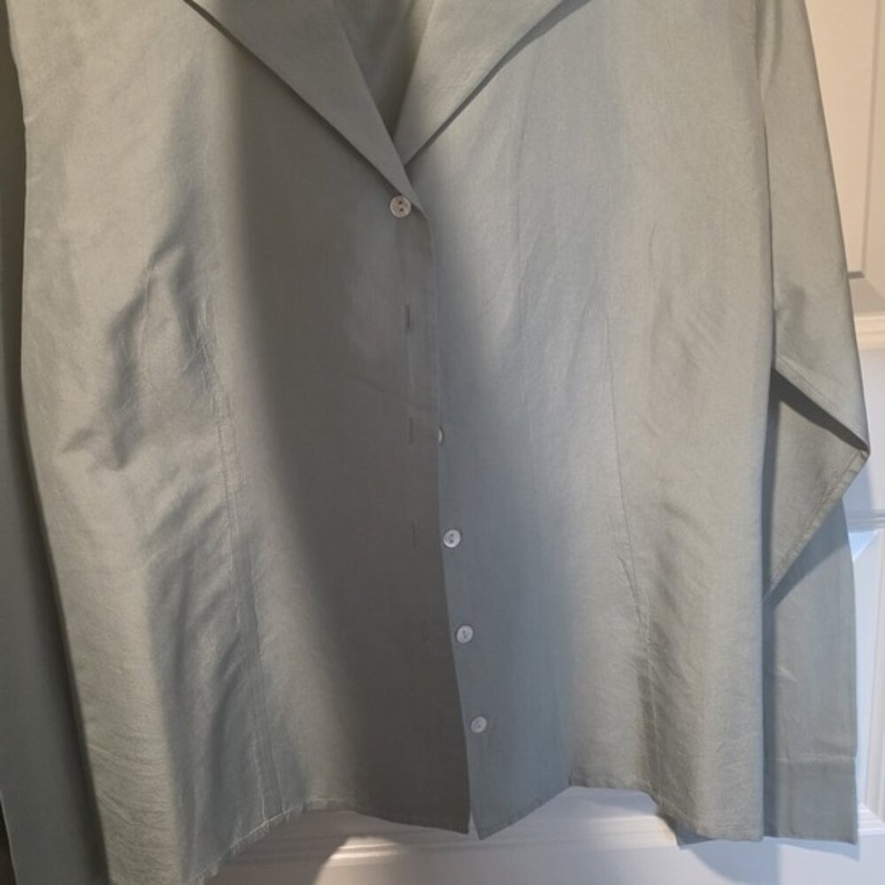 Elegant Silk Light Green Button-Up Shirt ( dry cleaned already)